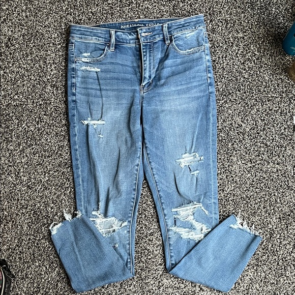 American Eagle Outfitters Denim - American Eagle Outfitters Women's Light Blue Ripped Skinny Jeans